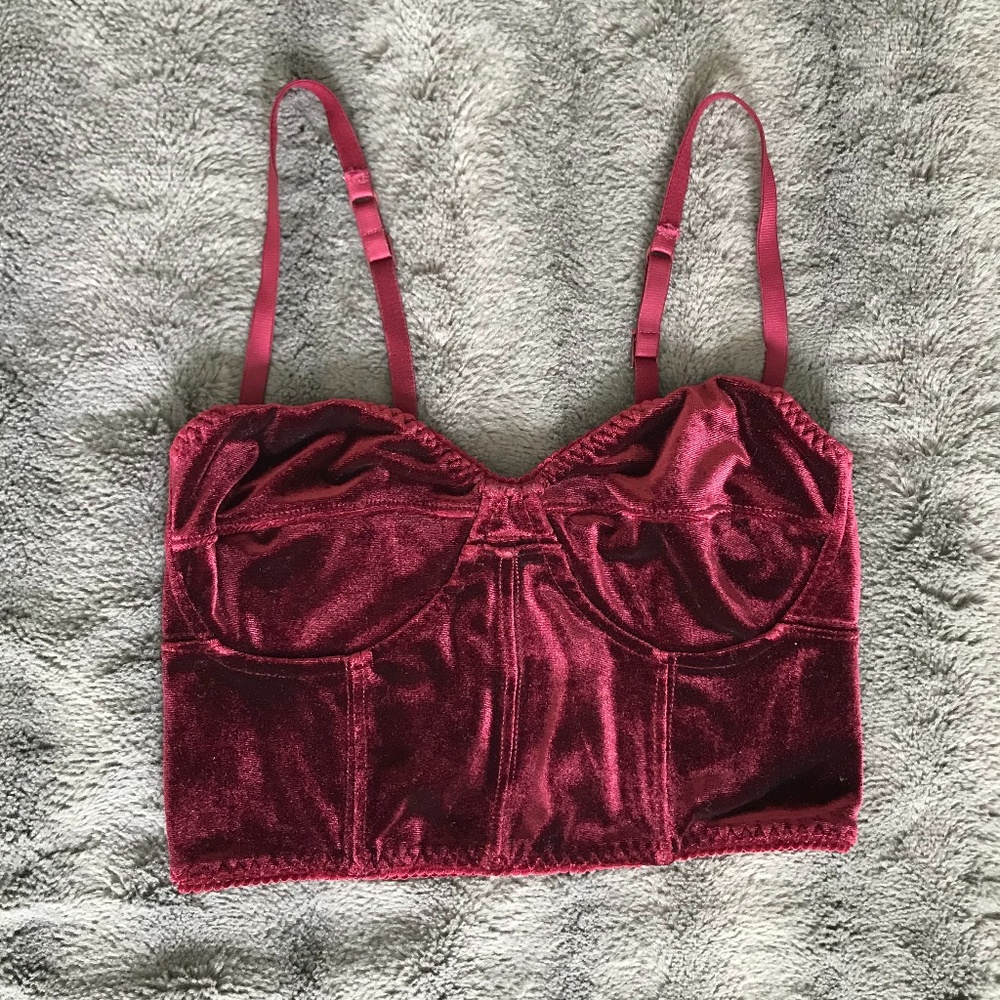 2/$25 Garage Velvet Bustier Crop Top